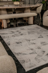 Alin AL001 Krem-Antrasit Uzun Ömürlü Yumuşak Dokulu Halı