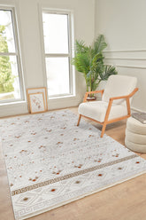 Bereket BE001 Krem-Kahve Uzun Ömürlü Yumuşak Dokulu Halı