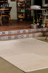 Boyut BY006 Krem Yumuşak Dokulu Halı Makine Halısı