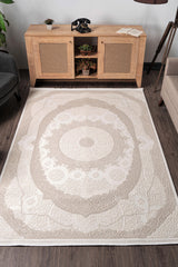 Elkenz 7552 Bej Uzun Ömürlü Yumuşak Dokulu Halı