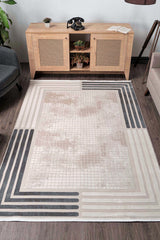 Elkenz 7561 Ekru Uzun Ömürlü Yumuşak Dokulu Halı