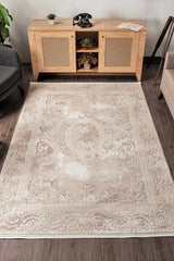 Elkenz 7566 Ekru Uzun Ömürlü Yumuşak Dokulu Halı