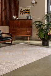 Gallery 1163 Bej Uzun Ömürlü Yumuşak Dokulu Halı