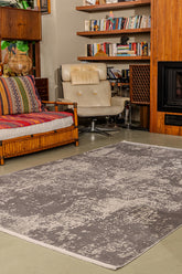 Modern MD011 Beyaz-Antrasit Uzun Ömürlü Yumuşak Dokulu Halı