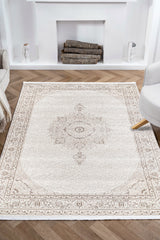 Nazende NZ007 Bej Yumuşak Dokulu Halı Makine Halısı