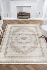 Nazende NZ008 Bej Yumuşak Dokulu Halı Makine Halısı