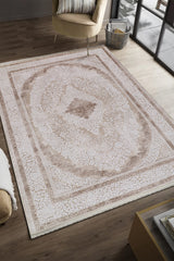 Serenat SE001 Krem-Kahve Uzun Ömürlü Yumuşak Dokulu Halı