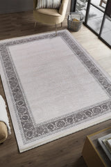 Serenat SE004 Krem-Antrasit Uzun Ömürlü Yumuşak Dokulu Halı