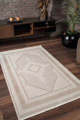 Vavien 1377 Bej Yumuşak Dokulu Halı Makine Halısı