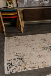 Zenta ZN001 Krem Mavi Hav Toz Vermez Halı Makine Halısı