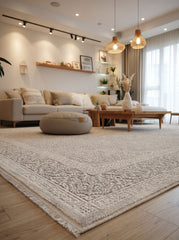Deluxe DE005 Krem Gri Uzun Ömürlü Yumuşak Dokulu Oturma Odası Mutfak Koridor Yatak Odası Salon Halısı Yolluk Halı