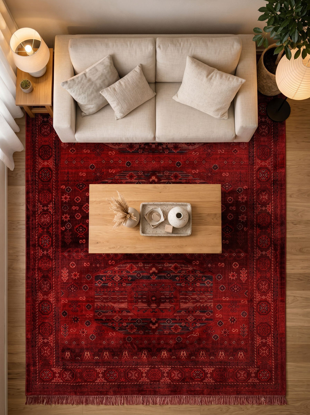 Miras MR002 Kırmızı Uzun Ömürlü Yumuşak Dokulu Oturma Odası Mutfak Koridor Yatak Odası Salon Halısı Yolluk Halı